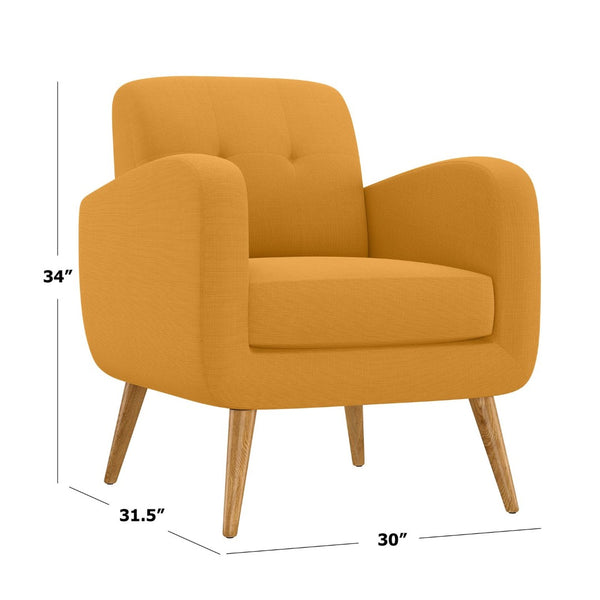 English Elm Ashby Compact Linen Accent Chair with Solid Wood Legs for Bedroom Reading Nooks B127P409839