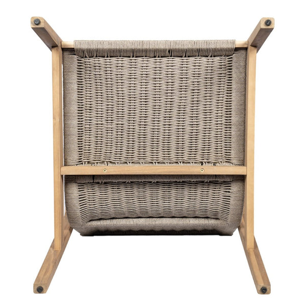 English Elm Outdoor Acacia Wood Rope Club Chair with Cushion for Coastal Patio Comfort N772P415592T
