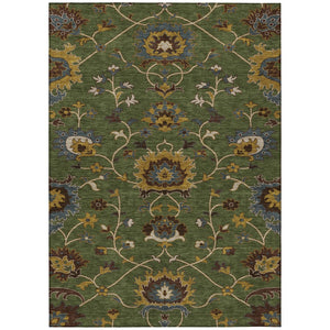 HomeRoots 10' Artichoke Green Floral Area Rug - Durable, Washable Design for Indoor/Outdoor Elegance & Style 657900