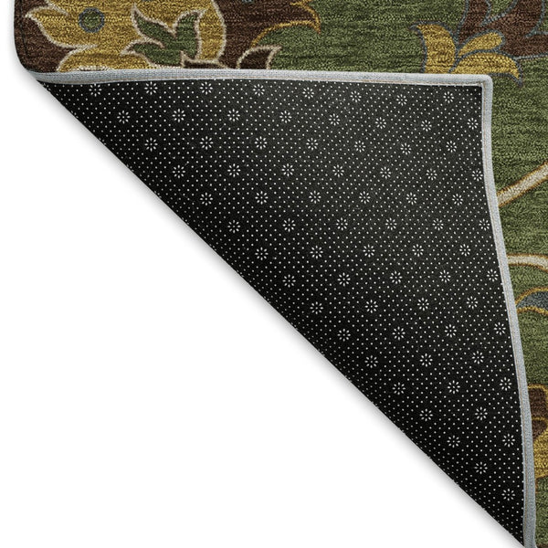 HomeRoots 10' Artichoke Green Floral Area Rug - Durable, Washable Design for Indoor/Outdoor Elegance & Style 657900