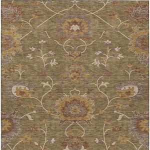 HomeRoots 9' X 12' Brown and Beige Floral Area Rug - Washable, Durable, Perfect for Indoor & Outdoor Spaces 657911