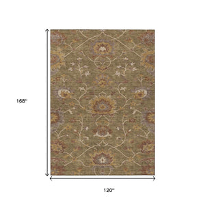 HomeRoots 10' Classic Floral Washable Indoor Outdoor Area Rug - Durable, Stain-Resistant, Charming Design! 657912