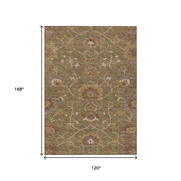 HomeRoots 10' Classic Floral Washable Indoor Outdoor Area Rug - Durable, Stain-Resistant, Charming Design! 657912
