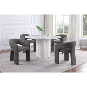 English Elm Quincy Round Sintered Stone Pedestal Dining Table Marble Look Seats Six B062S01390