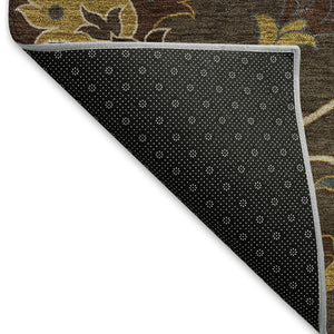 HomeRoots 8' X 10' Floral Area Rug in Chocolate, Gold & Gray - Machine Washable for Indoor & Outdoor Use 657922