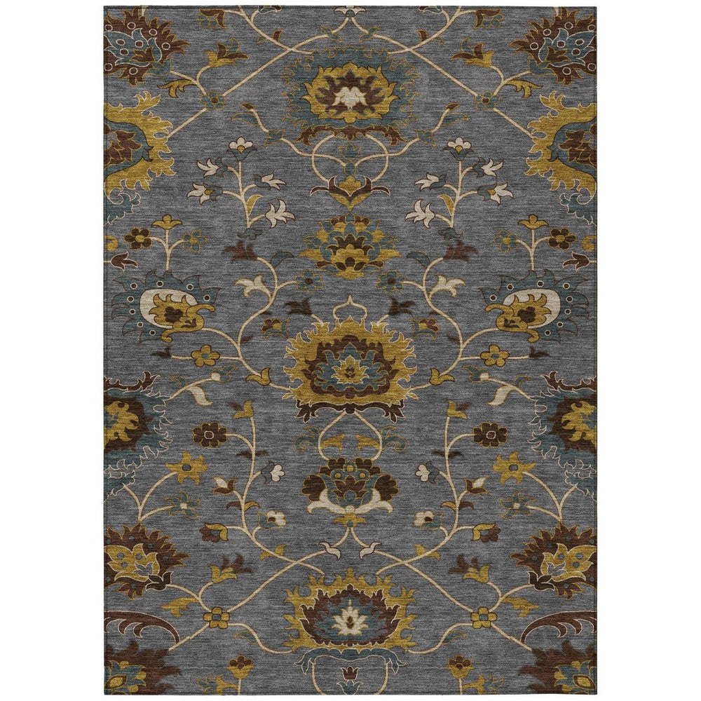 HomeRoots 8' X 10' Floral Washable Area Rug in Gray, Gold & Beige – Stylish, Durable, and Perfect for Any Space! 657928