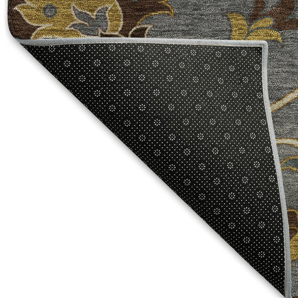 HomeRoots 10' Gray, Gold & Beige Floral Area Rug – Durable, Washable Indoor/Outdoor Design for Stylish Spaces 657930