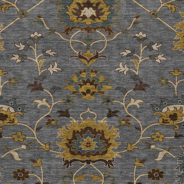 HomeRoots 10' Gray, Gold & Beige Floral Area Rug – Durable, Washable Indoor/Outdoor Design for Stylish Spaces 657930