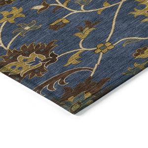 HomeRoots 10' Navy Blue Floral Indoor Outdoor Area Rug – Elegant Design, Machine Washable, Stain-Resistant! 657942