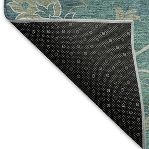 HomeRoots 8' Teal Blue Floral Area Rug - Machine-Washable, Durable Indoor/Outdoor Design for Stylish Spaces 657945