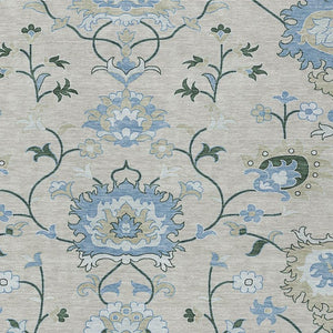 HomeRoots 8' X 10' Washable Beige Blue Ivory Floral Area Rug – Durable, Stylish Indoor & Outdoor Mat for All Spaces 657952