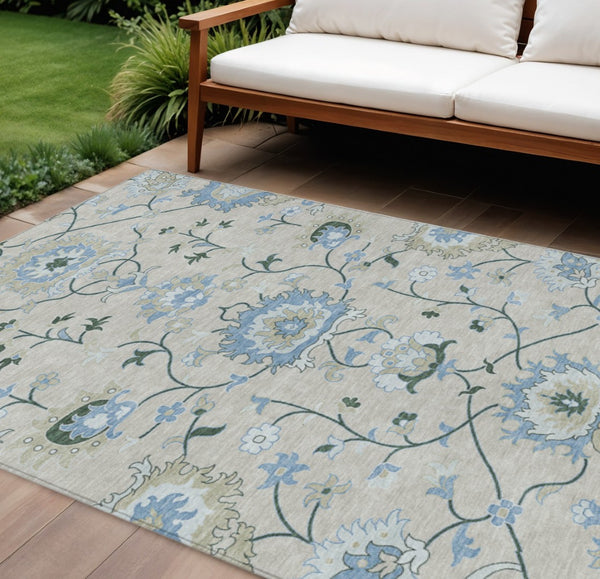 HomeRoots 9' X 12' Elegant Floral Washable Area Rug - Durable, Stain-Resistant Design for Indoor & Outdoor Use 657953