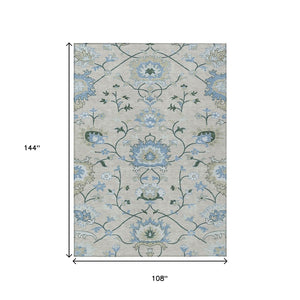 HomeRoots 9' X 12' Elegant Floral Washable Area Rug - Durable, Stain-Resistant Design for Indoor & Outdoor Use 657953