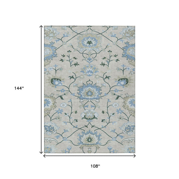 HomeRoots 9' X 12' Elegant Floral Washable Area Rug - Durable, Stain-Resistant Design for Indoor & Outdoor Use 657953