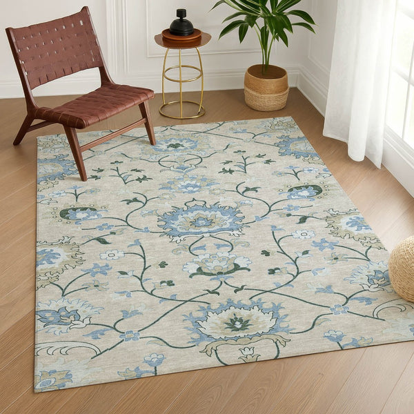 HomeRoots 9' X 12' Elegant Floral Washable Area Rug - Durable, Stain-Resistant Design for Indoor & Outdoor Use 657953