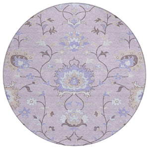 HomeRoots 8' Elegant Floral Washable Area Rug – Blush Lavender Beige for Indoor Outdoor Durability & Style 657957
