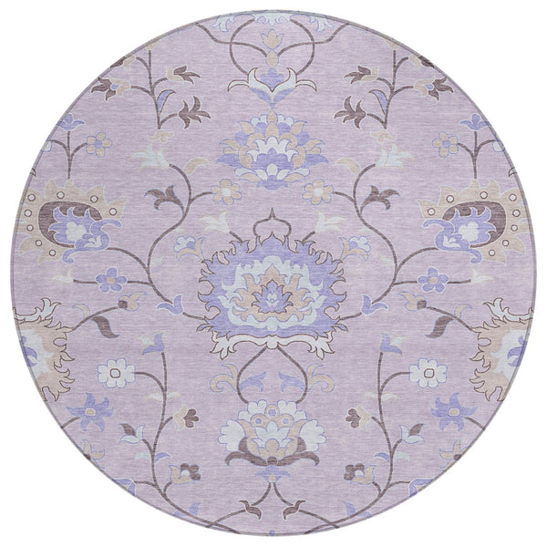 HomeRoots 8' Elegant Floral Washable Area Rug – Blush Lavender Beige for Indoor Outdoor Durability & Style 657957