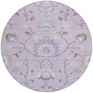 HomeRoots 8' Elegant Floral Washable Area Rug – Blush Lavender Beige for Indoor Outdoor Durability & Style 657957