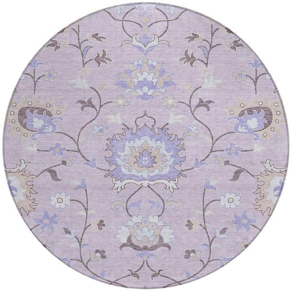 HomeRoots 8' Elegant Floral Washable Area Rug – Blush Lavender Beige for Indoor Outdoor Durability & Style 657957