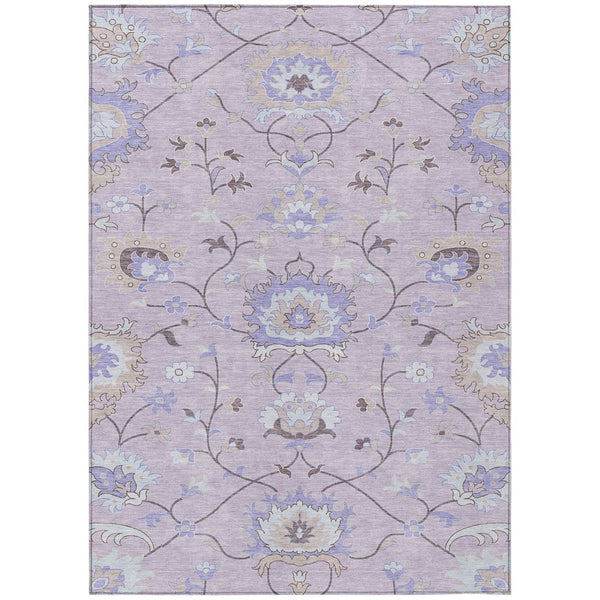 HomeRoots 8' X 10' Elegant Blush Lavender & Beige Floral Washable Area Rug for Indoor & Outdoor Spaces 657958