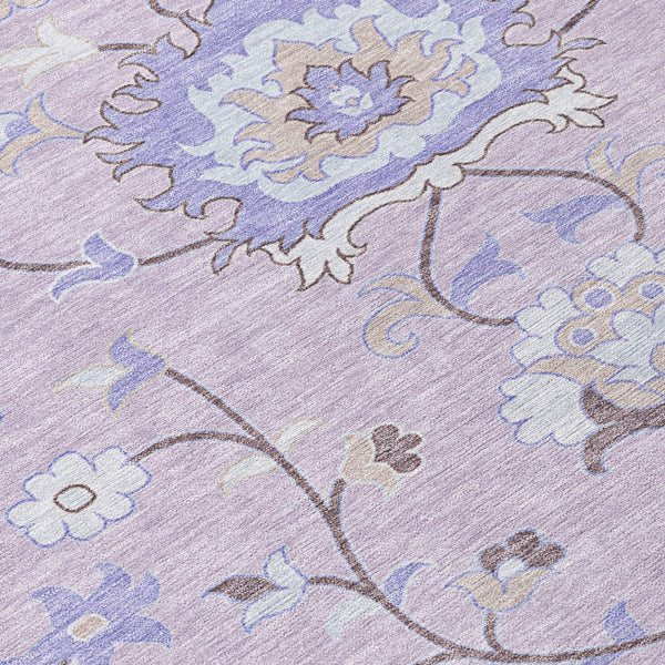 HomeRoots 8' X 10' Elegant Blush Lavender & Beige Floral Washable Area Rug for Indoor & Outdoor Spaces 657958