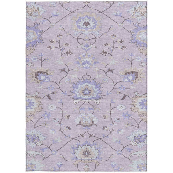 HomeRoots 9' X 12' Elegant Blush Lavender & Beige Floral Area Rug - Washable for Indoor & Outdoor Use, Durable! 657959