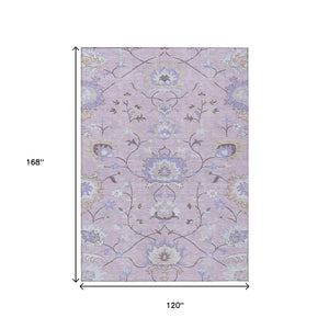 HomeRoots 10' Elegant Blush Lavender & Beige Floral Washable Area Rug for Indoor/Outdoor Spaces, Durable & Stylish 657960