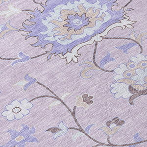 HomeRoots 10' Elegant Blush Lavender & Beige Floral Washable Area Rug for Indoor/Outdoor Spaces, Durable & Stylish 657960