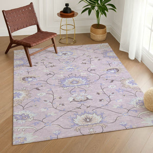 HomeRoots 10' Elegant Blush Lavender & Beige Floral Washable Area Rug for Indoor/Outdoor Spaces, Durable & Stylish 657960