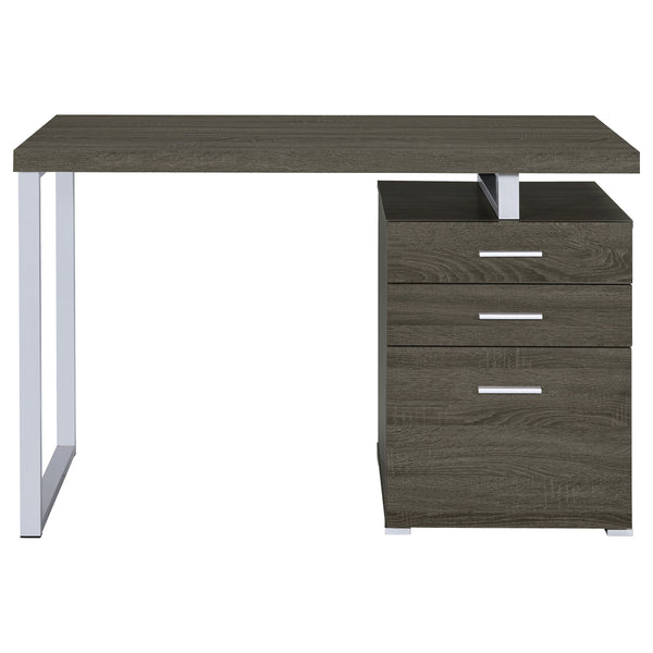 English Elm Modern 47.25-inch Reversible 3-Drawer Office Desk with Silver Metal Frame and File-Ready Storage Gray 51.75 L x 26 W x 5.66 H B011P362069