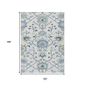 HomeRoots 10' Elegant Floral Washable Area Rug – Durable, Indoor/Outdoor, Stain-Resistant, Ideal for High-Traffic Spaces 657966