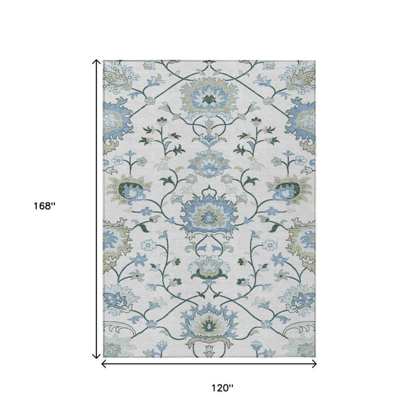 HomeRoots 10' Elegant Floral Washable Area Rug – Durable, Indoor/Outdoor, Stain-Resistant, Ideal for High-Traffic Spaces 657966