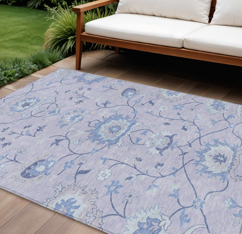 HomeRoots 8' X 10' Elegant Lilac & Ivory Floral Indoor/Outdoor Area Rug – Durable, Washable & Stylish Design! 657970