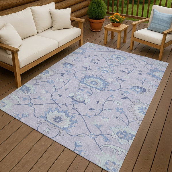 HomeRoots 8' X 10' Elegant Lilac & Ivory Floral Indoor/Outdoor Area Rug – Durable, Washable & Stylish Design! 657970