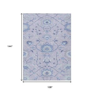 HomeRoots 9' Lilac and Ivory Floral Indoor/Outdoor Area Rug – Durable, Washable, Stylish for Any Space! 657971