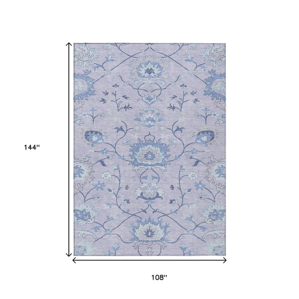 HomeRoots 9' Lilac and Ivory Floral Indoor/Outdoor Area Rug – Durable, Washable, Stylish for Any Space! 657971