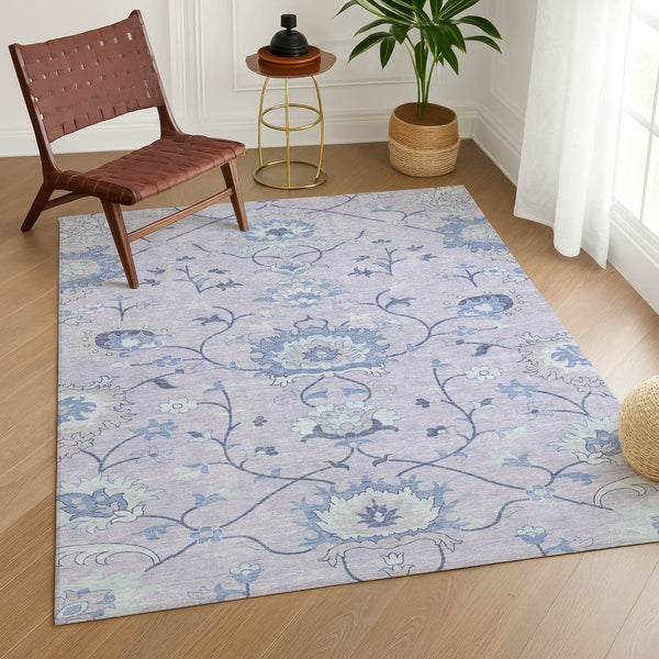 HomeRoots 9' Lilac and Ivory Floral Indoor/Outdoor Area Rug – Durable, Washable, Stylish for Any Space! 657971