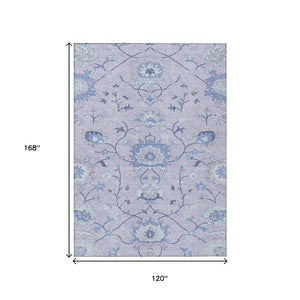 HomeRoots 10' Lilac and Ivory Floral Area Rug - Durable, Washable Indoor/Outdoor Design for Any Space 657972