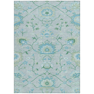 HomeRoots 5' Stylish Mint Green Floral Area Rug – Durable, Washable, Indoor/Outdoor Comfort for Any Space! 657974