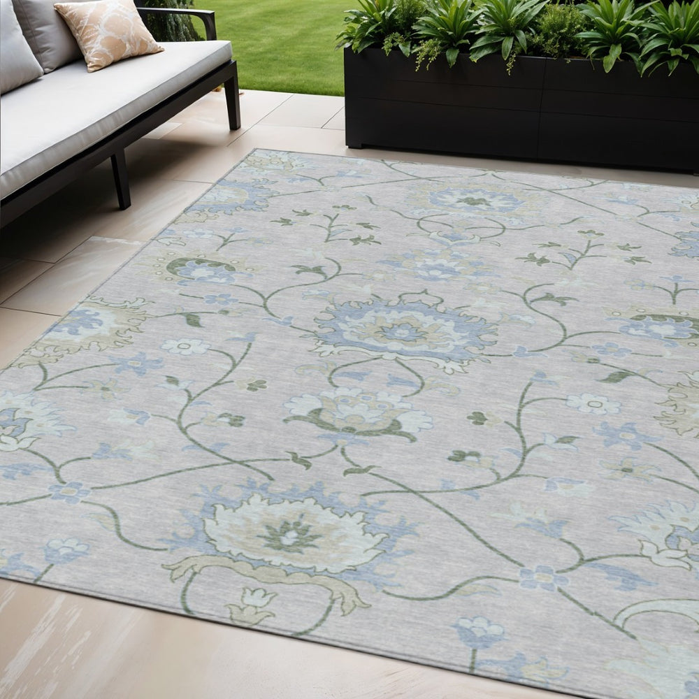 HomeRoots 5' X 8' Pearl and Ivory Floral Washable Area Rug - Elegant Indoor/Outdoor Design for All Spaces 657980