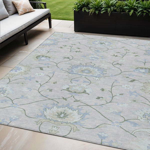 HomeRoots 5' X 8' Pearl and Ivory Floral Washable Area Rug - Elegant Indoor/Outdoor Design for All Spaces 657980