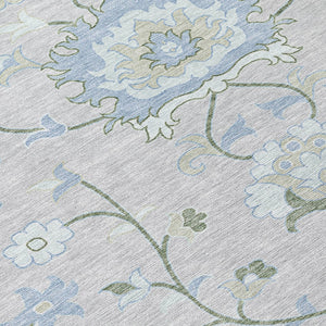HomeRoots 8' Pearl and Ivory Round Floral Area Rug - Elegant Washable Design for Indoor & Outdoor Spaces 657981