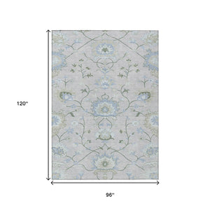 HomeRoots 8' X 10' Pearl Floral Washable Rug - Elegant Indoor/Outdoor Design, Durable, Stain-Resistant, Easy Care 657982