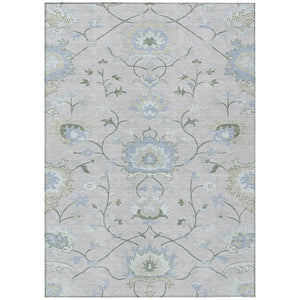 HomeRoots 10' Elegant Pearl & Ivory Floral Washable Area Rug - Durable Indoor/Outdoor Design for High-Traffic Spaces 657984