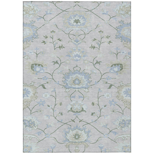 HomeRoots 10' Elegant Pearl & Ivory Floral Washable Area Rug - Durable Indoor/Outdoor Design for High-Traffic Spaces 657984