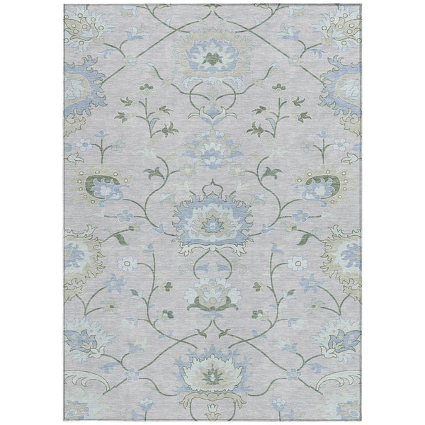 HomeRoots 10' Elegant Pearl & Ivory Floral Washable Area Rug - Durable Indoor/Outdoor Design for High-Traffic Spaces 657984
