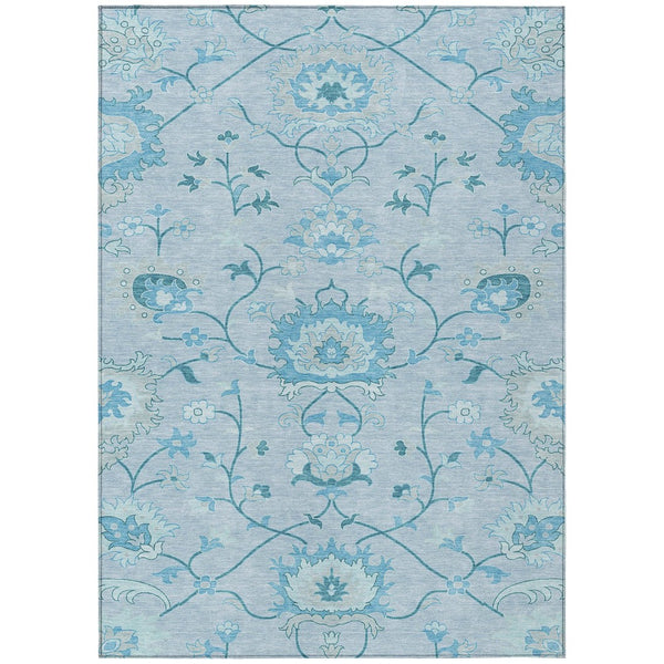 HomeRoots 9' Sky Blue & Ivory Floral Washable Area Rug - Durable, Soft, Versatile for Indoor & Outdoor Spaces! 657989