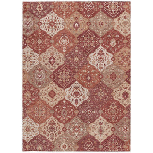 HomeRoots 5' X 8' Elegant Rust Burgundy & Ivory Floral Medallion Area Rug - Washable, Indoor/Outdoor Durability 657992