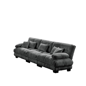 English Elm Cloud Chenille 2-Seater Sofa For Living Room - Plush Comfort With 2 Lumbar & 2 Throw Pillows W714S01016