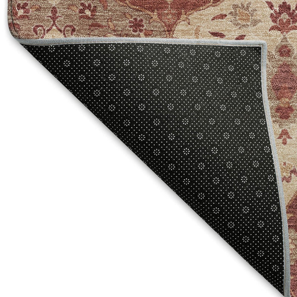 HomeRoots 8' Round Floral Medallion Area Rug in Rust Burgundy & Ivory - Washable, Durable for Indoors & Outdoors 657993